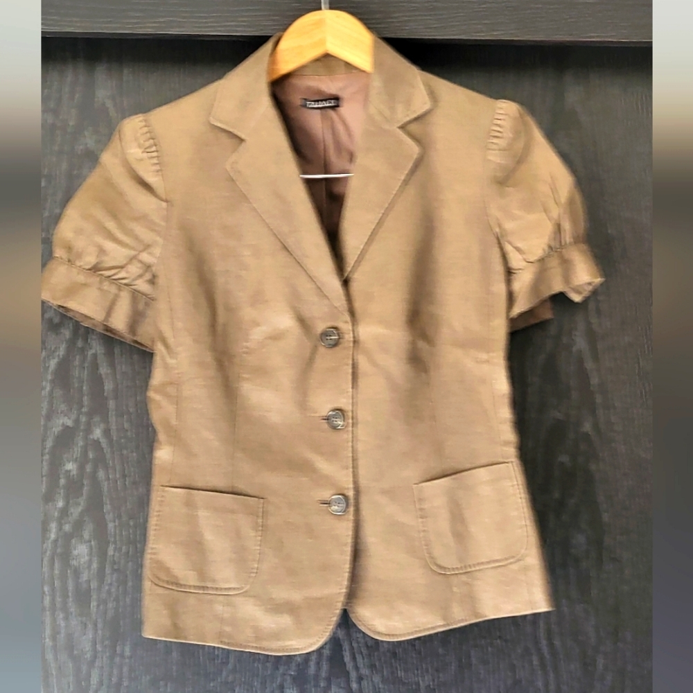 Tahari Women's Tan Linen Blazer Jacket